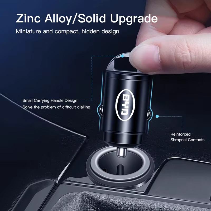 BYD Mini Auto Ladegerät mit 100W QC3.0 und PD Schnellladefunktion, USB Typ C, erhältlich in Schwarz oder Rot - Bild 2