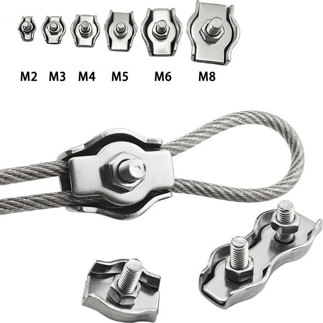 Lekefever Drahtseil-Clips aus wasserfestem Edelstahl mit Einzel- oder Doppelgriffen für M2-M8 Kabelklemmen und Spannfutterschlösse - Bild 1
