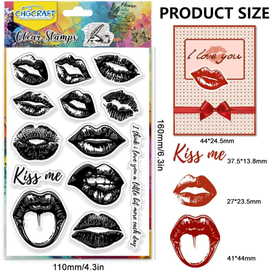Transparenter Silikonstempel mit realistischem Lippen-Motiv für DIY Scrapbooking und Journaling - Bild 2