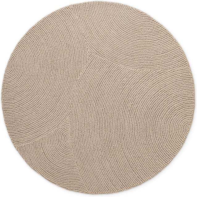 NYVI Teppich Calmio rund aus 100 % Wolle, geometrisches Design, Hellbeige, Durchmesser: 120 cm - Bild 1