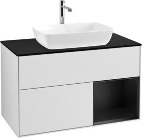 V&B Finion Waschtischunterschrank und Wandbeleuchtung in Weiß lackiert, Breite: 100 cm, Tiefe: 50,1 cm, Höhe: 50,1 cm - Bild 1