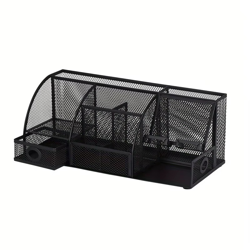 Schreibtisch-Organizer-Set aus Metall in Schwarz mit mehreren Fächern für dein Bürozubehör - Bild 2