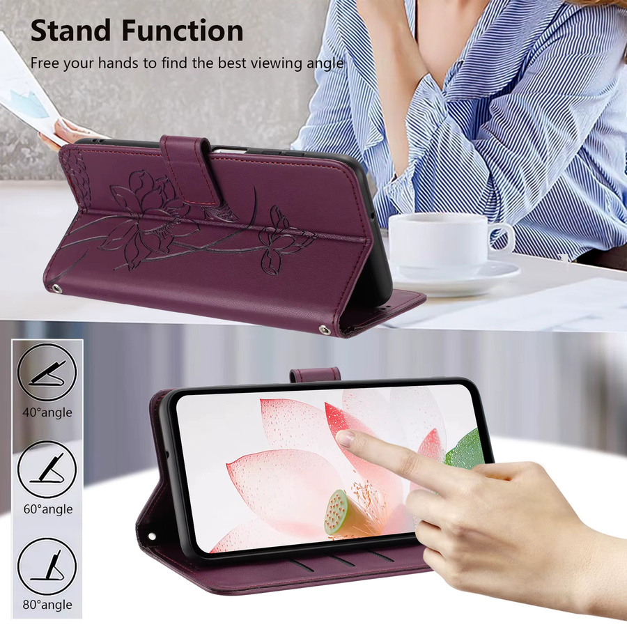 Leder Handyhülle mit Blumenmuster für Xiaomi Redmi Note Serie in Grün oder Lila - Bild 5