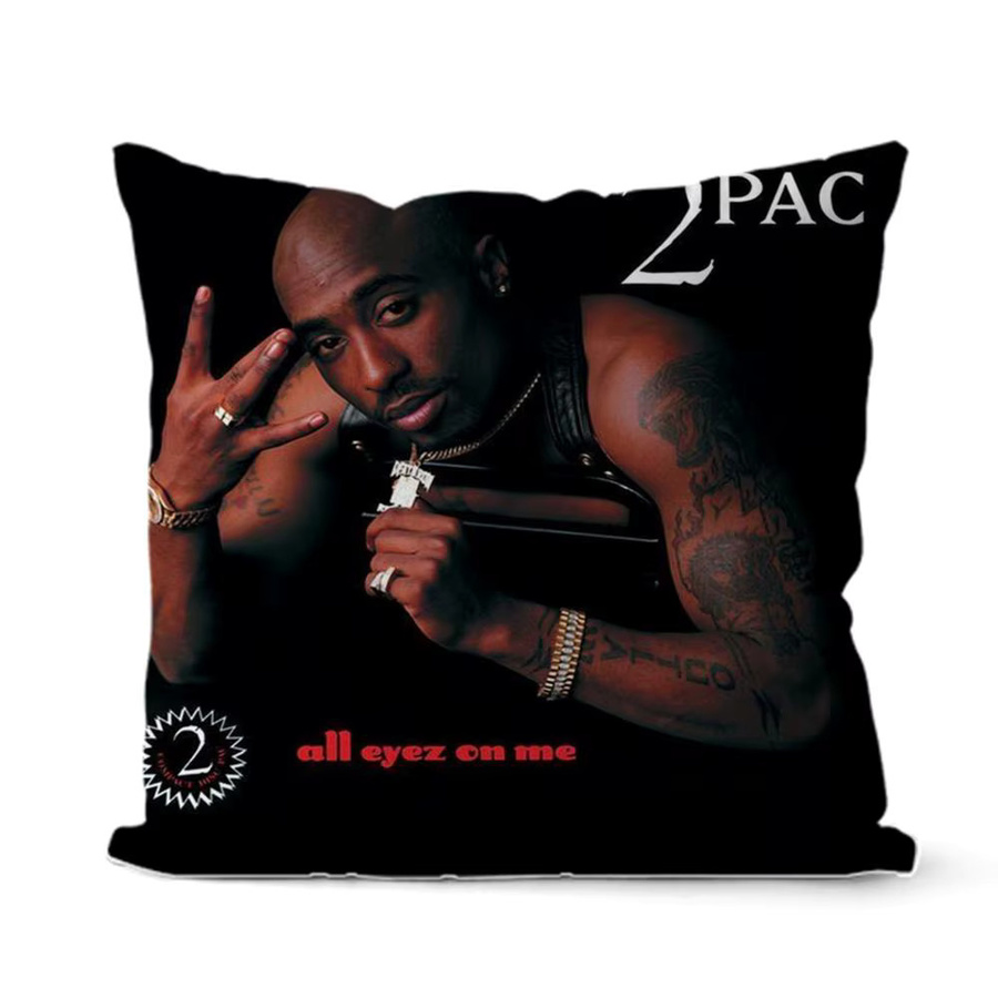2P-PAC Tupac S-Shakur Kissenbezug aus Plüschstoff, schwarz und mehrfarbig, quadratisch, B/T/H: 30 x 30 x 30 cm - Bild 5