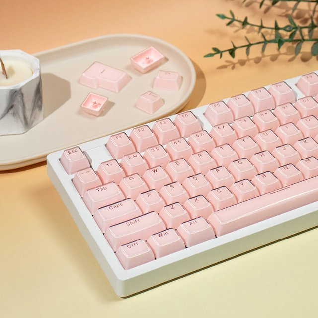 Venit Keys Pink Jelly Crystal Tastenkappen im MDA-Profil mit Double Shot Technologie für mechanische Tastaturen (136 Tasten) - Bild 1
