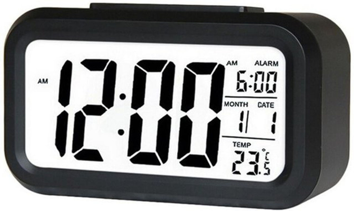 Tooarts Digitaler Wecker mit Datumsanzeige, Thermometer und Schlummerfunktion, Schwarz, Rechteckig - Bild 1