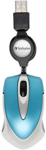 Verbatim Go Mini USB Optische Maus mit 1000 dpi und Kabelroller in Karibikblau - Bild 1
