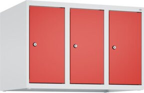 C+P Aufsatzschrank 7035 mit 3 Abteilen, Farbe RAL 3020 Verkehrsrot, B/T/H: 50 x 75 x 50 cm, mit 3 Zylinderschlössern und Soft-Anschlag - Bild 1