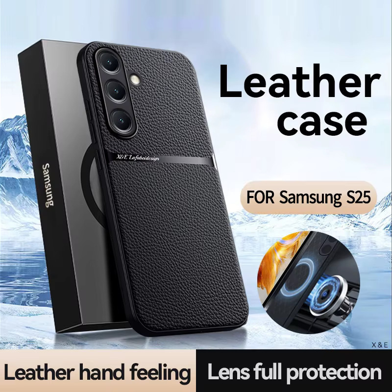Magnetische Leder-Handyhülle mit Autohalterung für Samsung Galaxy S25 S24 S23 Ultra Plus S25FE S24FE in Schwarz oder Rot - Bild 2