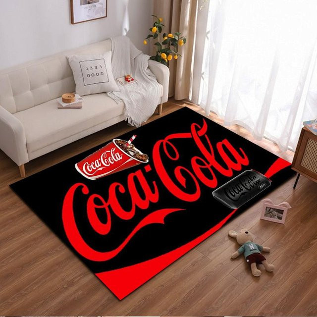 Coca Cola Logo Teppich von Nimbus Carpet in Rot und Schwarz, rutschfest und waschbar, B: 100 cm, T: 120 cm - Bild 1