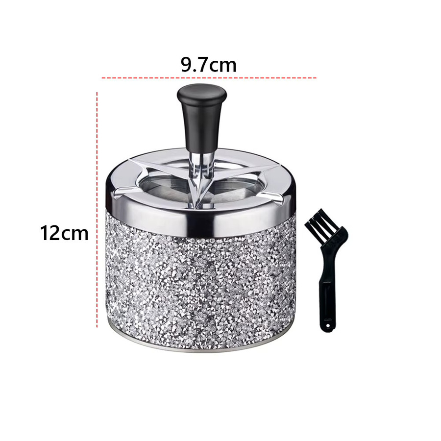 Alloet Push-Down-Aschenbecher aus Metall, winddicht und drehbar, Schwarz - Bild 5