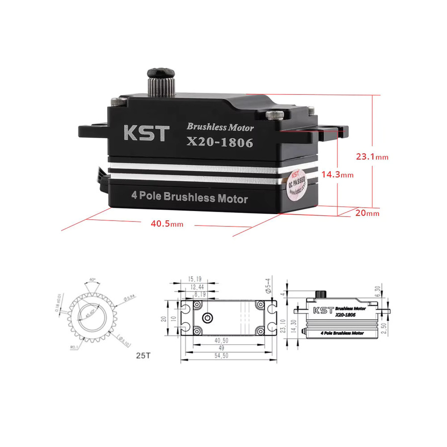 KST X20-1806 Bürstenloses Low-Profile-Servo für RC-Car-Flugzeug, Schwarz, ab 14 Jahren - Bild 2
