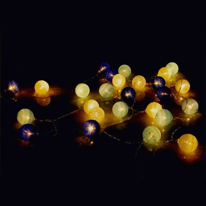OKAL RED EAST LED Lichterkette mit bunten Stoffkugeln im Boho-Stil für Party, Hochzeit und Weihnachten, Multicolour - Bild 2