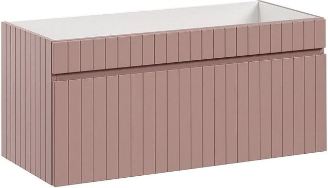 Waschbeckenunterschrank Satara von Vente-unique in Puderrosa mit geriffeltem Design und matter Oberfläche, Breite: 100 cm, Tiefe: 46 cm, Höhe: 2,5 cm - Bild 1