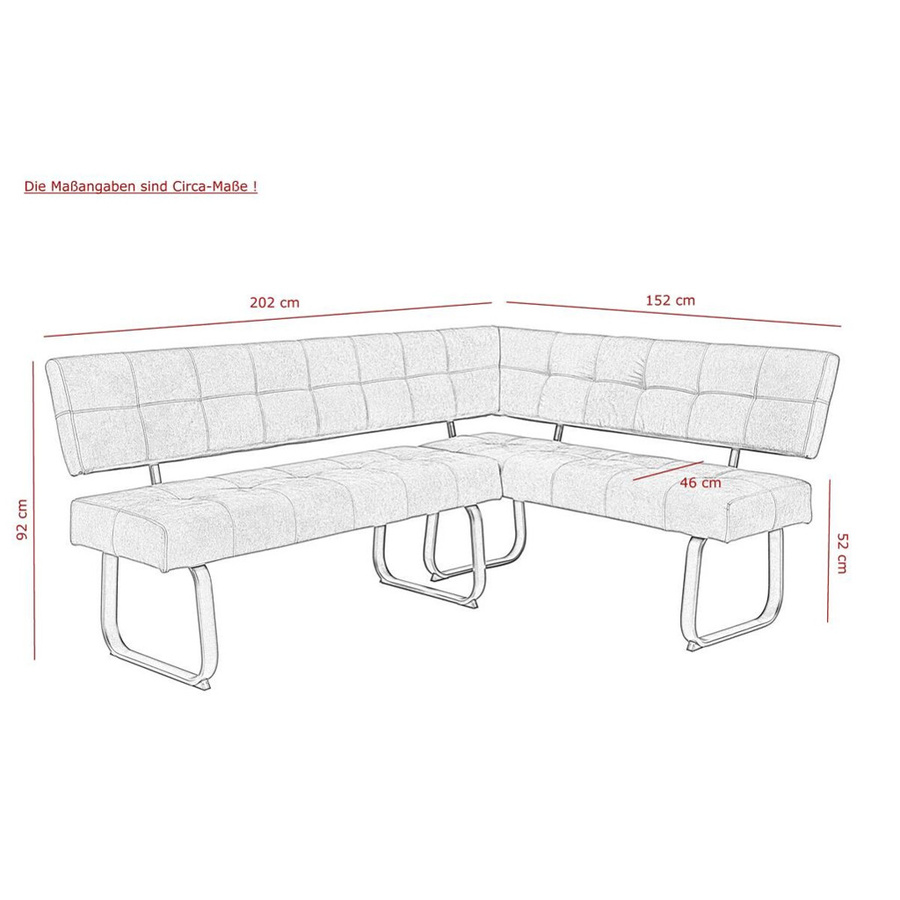 Eckbank Hela LUISE in Anthrazit mit Vintage Optik und Microfaser, B/H/T: 202 x 92 x 152 cm - Bild 3