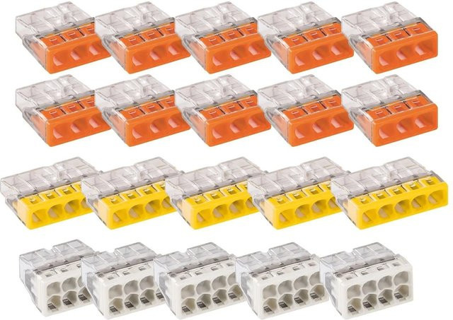 vasalat WAGO 2273 Verbindungsklemmen Set, 20-teilig, 3-polig bis 8-polig, 0,5-2,5 mm², mehrfarbig - Bild 1
