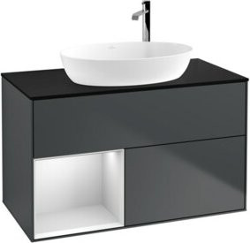 V&B Waschtischunterschrank Finion 100 mit Wandbeleuchtung, Weiß lackiert, B/T/H: 100 x 50,1 x 50,1 cm - Bild 1