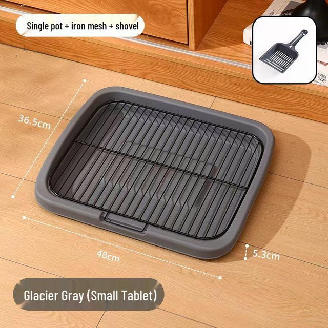 StrideBox Extragroße flache Hundetoilette mit abnehmbarem Spritzschutzzaun und Säulengitterdesign - Bild 1