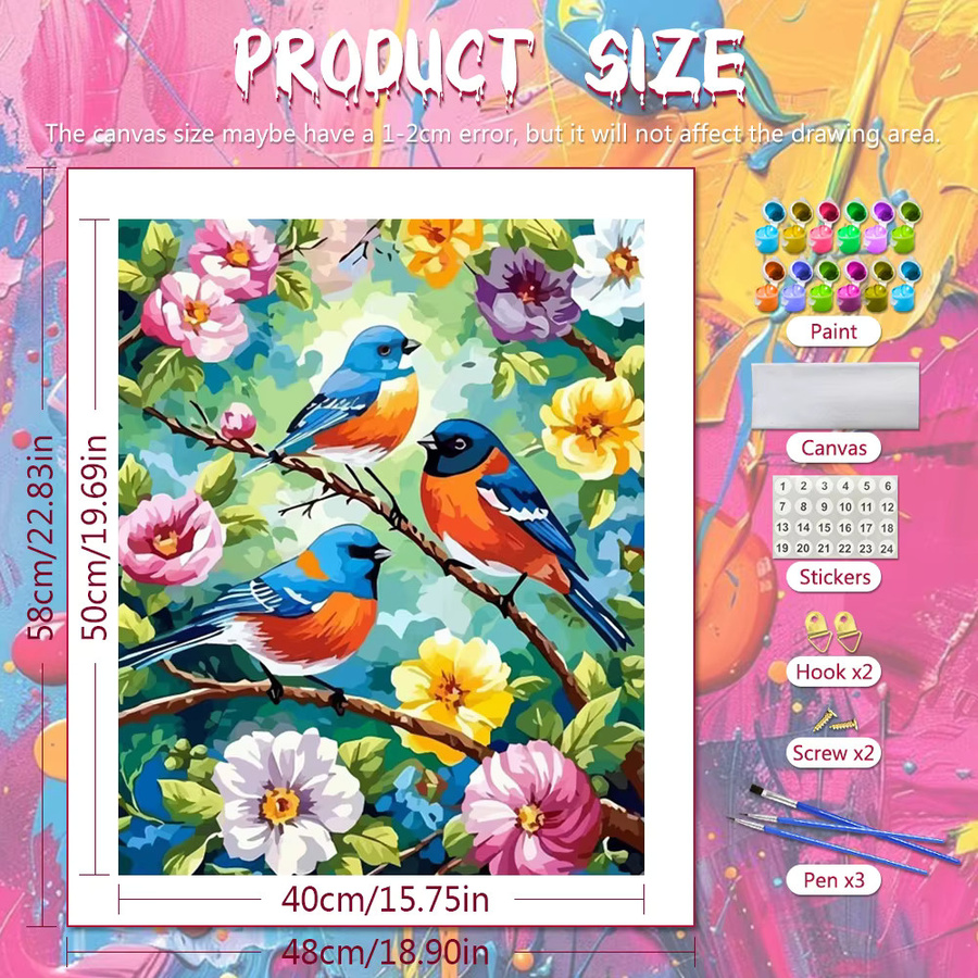 Huacan Digitales Ölgemälde Kolibri, DIY Malen nach Zahlen, Tier, Blumen - Bild 2