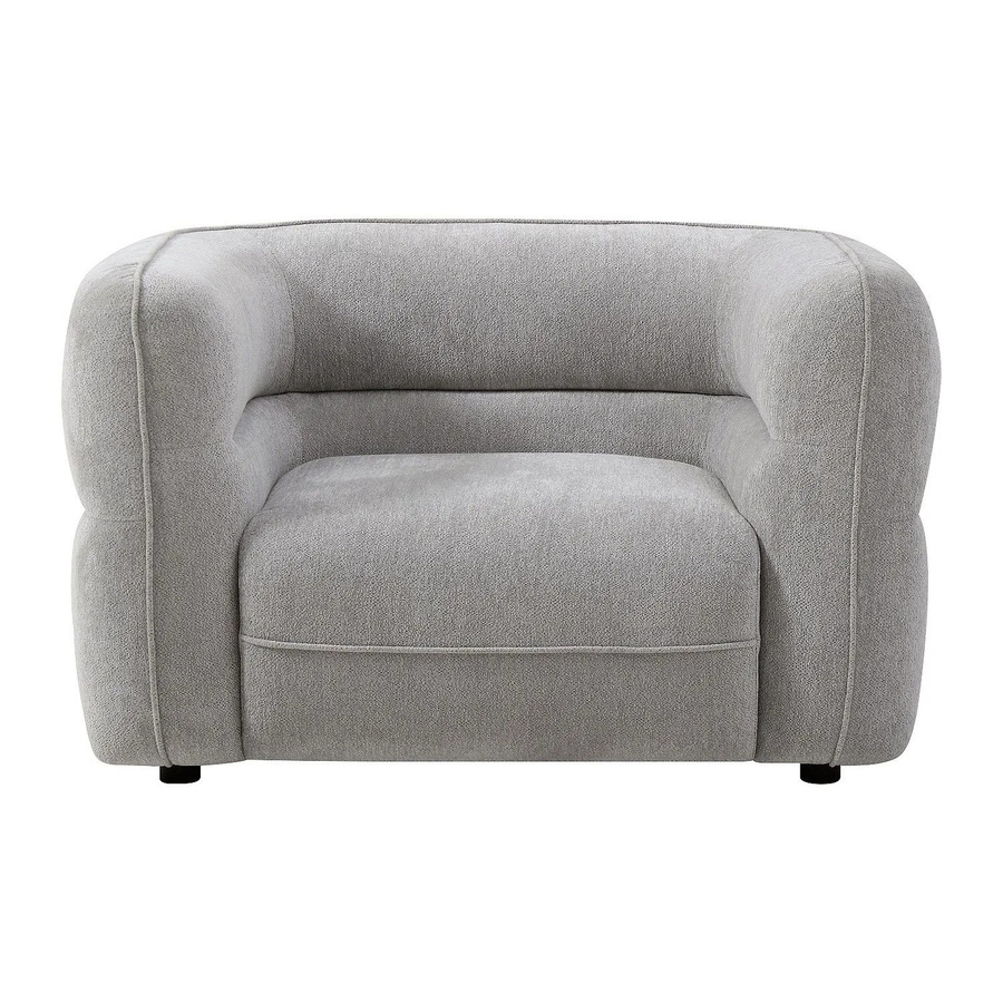 Vente-unique Sessel Taliena mit gerader Rückenlehne und Armlehnen in Grau aus Chenille-Stoff, Breite: 120 cm - Bild 2
