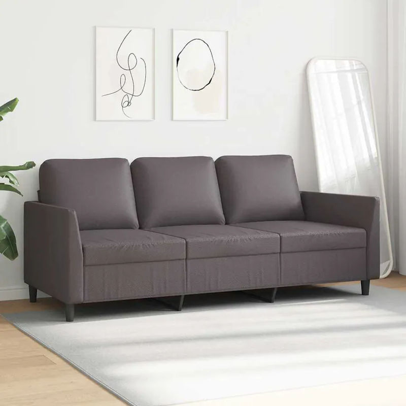 Vidaxl 3-Sitzer Sofa Modern in Grau aus Kunstleder, Breite: 180 cm - Bild 3