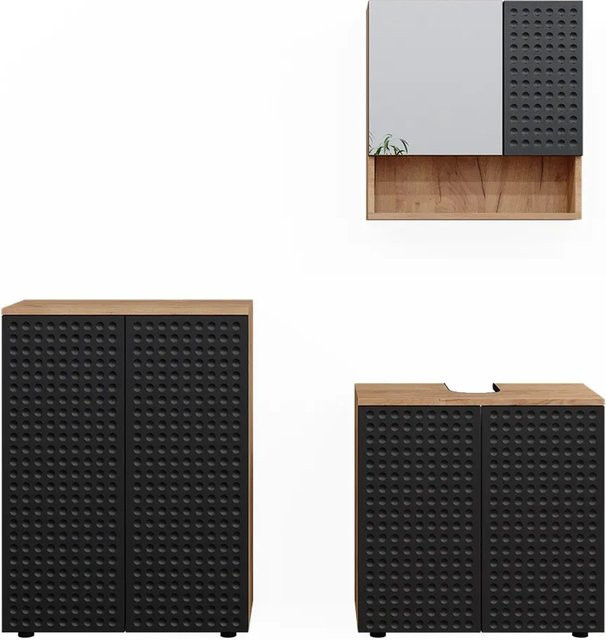 Vicco Badmöbel-Set Irma 3-teilig in Eiche und Anthrazit mit Kommode und Waschbeckenschrank Breite: 60 cm - Bild 2