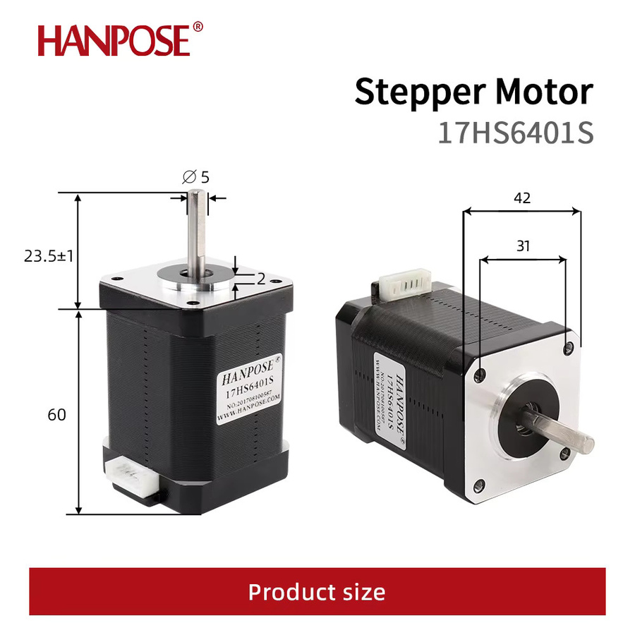 HANPOSE Nema 17 Schrittmotor 17HS6401S für CNC-Drucker, 4-Leiter, 1,7A, 70N.cm, Hochdrehmoment, Schwarz - Bild 5