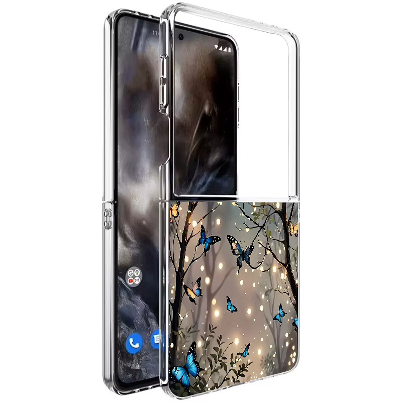 MOESOE Handyhülle mit Schmetterlings-Design Glow In The Dark für Samsung Galaxy Z Flip 3 4 5 6 7 FE, transparent - Bild 3