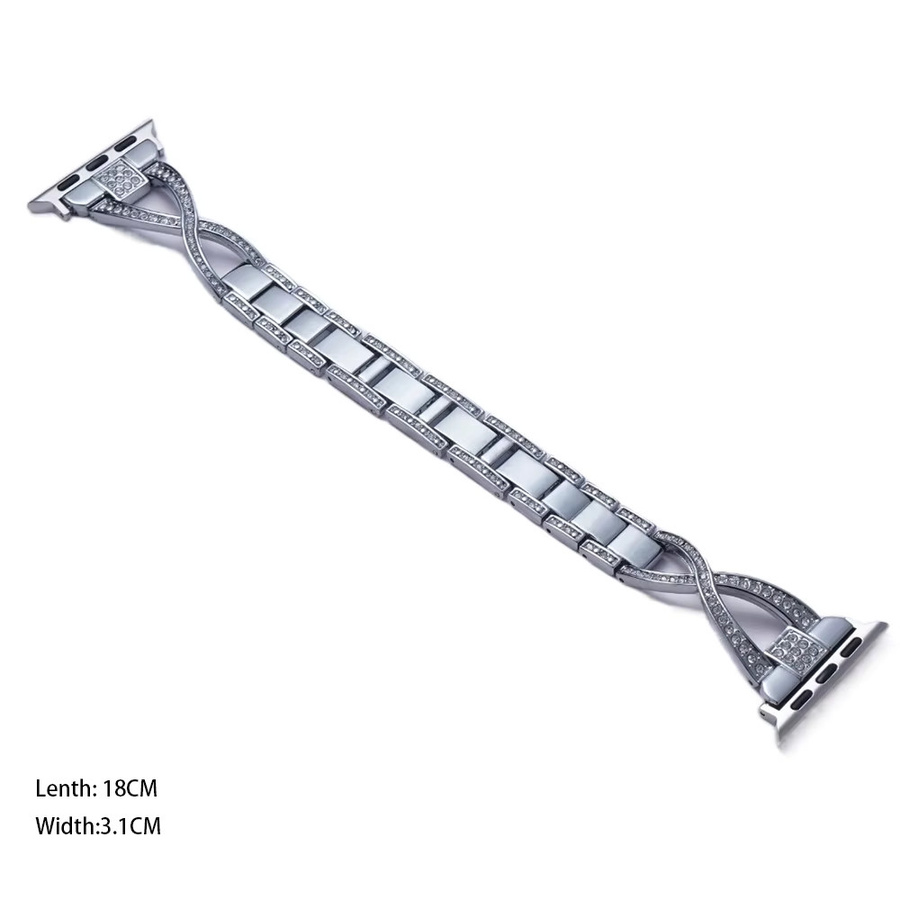 AZMAX Uhrenarmband Edelstahl, Kristall, Silber, Damen - Bild 2