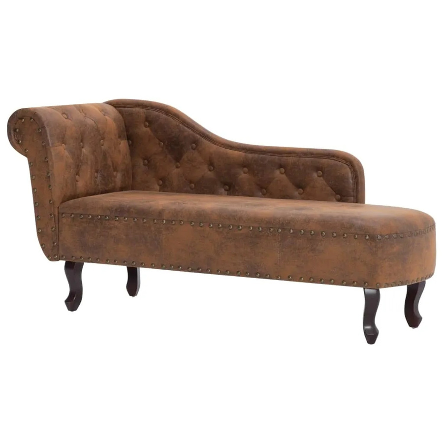 vidaXL Chaiselongue Modell 2 in Braun mit Wildleder-Optik und Holzrahmen - Bild 2