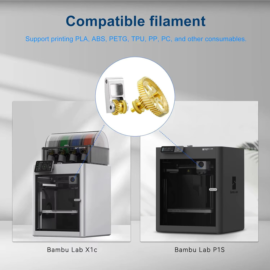 Bambu Lab Upgrade Extruder-Getriebebaugruppe aus gehärtetem Stahl mit Nanobeschichtung für X1/X1C/P1P/P1S 3D-Drucker - Bild 3