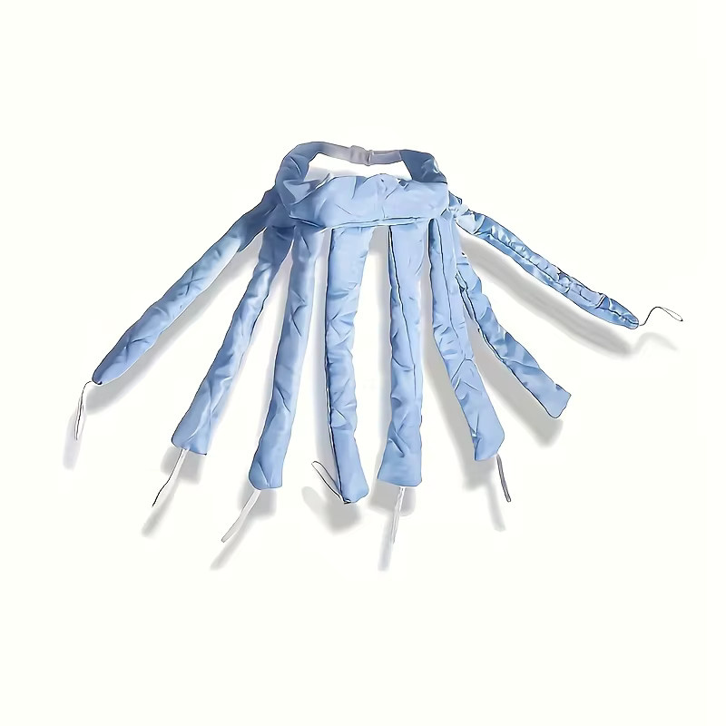 Lockenwickler ohne Hitze, Oktopus-Stil, blau/rosa mit Clip, für langes Haar - Bild 1