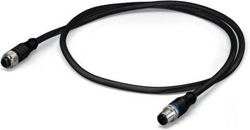 WAGO 756-5401/030-010 Sensor-Aktor-Steckverbinder M12 Stecker gerade zu Buchse gerade, Schwarz, Kabellänge: 1,00 m - Bild 1