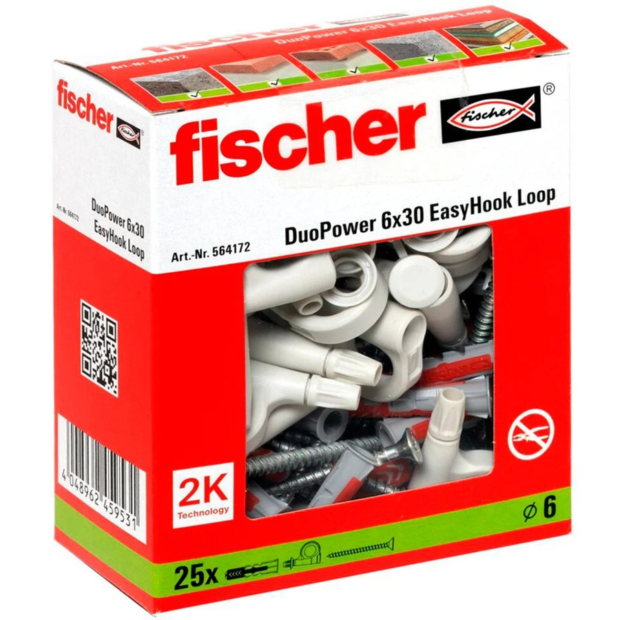 Fischer EasyHook Loop DuoPower Dübel in Grau, Rot und Weiß - Bild 1