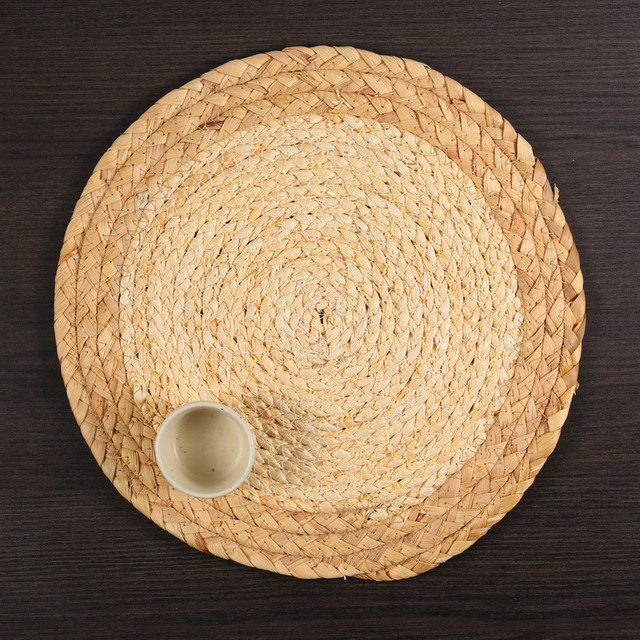 Rundes Tischset aus Rattan im Boho-Stil, 1 Stück, Farbe: Beige/Braun, Durchmesser: 30,48 cm - Bild 1