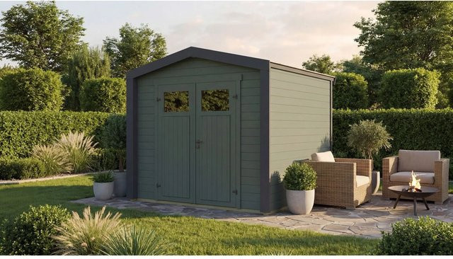 Weka Gartenhaus Killarney Satteldach in Anthrazit-Grün B/T/H: 248 x 235 x 246 cm - Bild 1