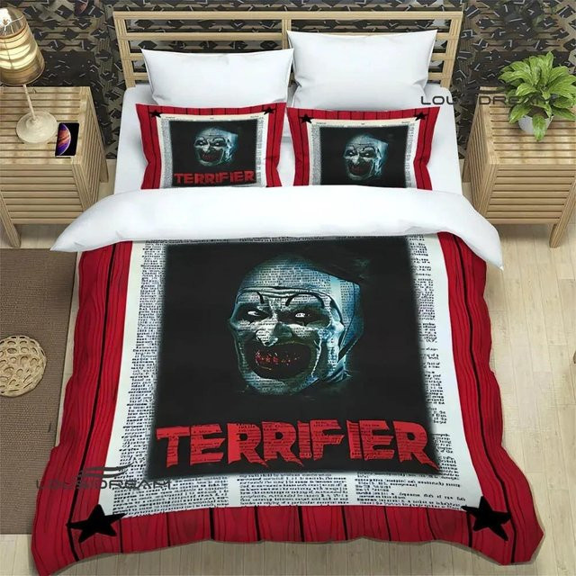 Terrifier Horror Bettwäsche Set aus Mikrofaser in Rot, bestehend aus Bettbezug und Kissenbezug, B/H: 133 x 70 cm - Bild 1