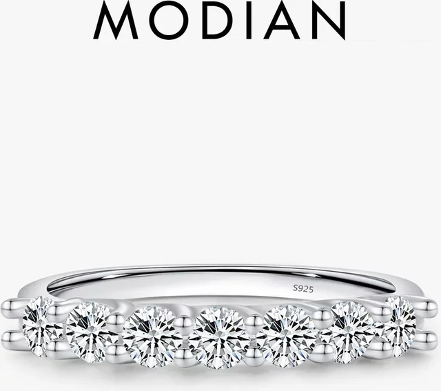 MODIAN Ehering Moissanit, 925 Silber, Damen - Bild 1