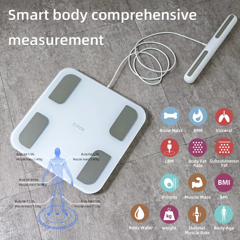 Icomon Intelligente Bioimpedanzwaage mit 8 Elektroden zur Körperzusammensetzung Analyse in Weiß - Bild 4