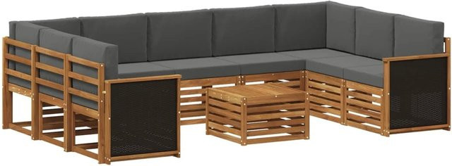 vidaXL Sofagarnitur aus Massivholz Akazie in Anthrazit mit Latten-Design und Armlehnen - Bild 1