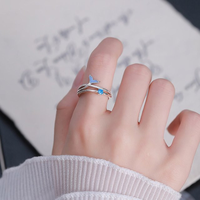 GaGa-Duck Ring 925 Silber, Kristall, blauer Fischschwanz - Bild 1