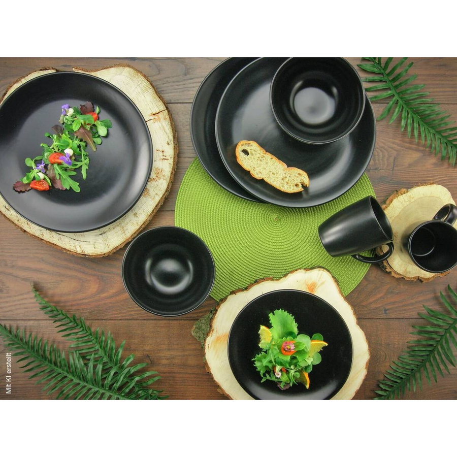CreaTable Kombiservice aus Steinzeug, 16-teilig, Black Matt Schwarz - Bild 4