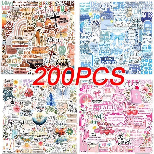 Charile Cartoon Jesus Bibel Phrase Aufkleber mit inspirierenden Zitaten in Multicolor für Scrapbooking, Telefon und Laptop - Bild 1
