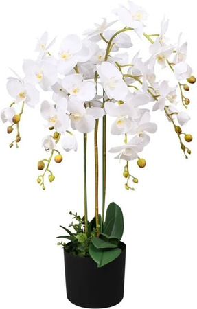 furnicato Künstliche Orchidee in Weiß mit Kunststoff-Topf, Höhe: 75 cm