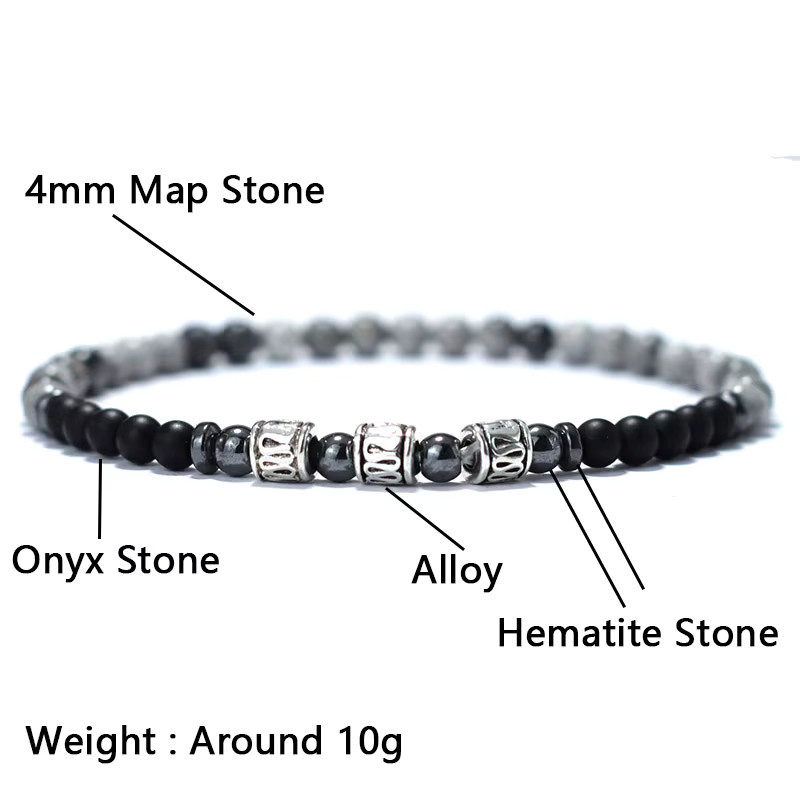 Noter Armband, Perlen, Schwarz, Messing, Herren - Bild 3