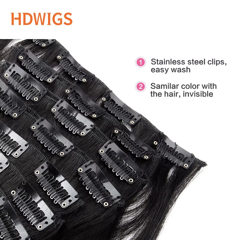 HDWIGS Clip-in-Haarverlängerung Echthaar, 7 Stück, Damen - Bild 5