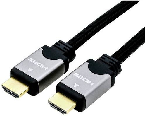 Roline HDMI High Speed Anschlusskabel mit Ethernet, 4K UHD, Schwarz/Silber, Länge: 5,00 m - Bild 1