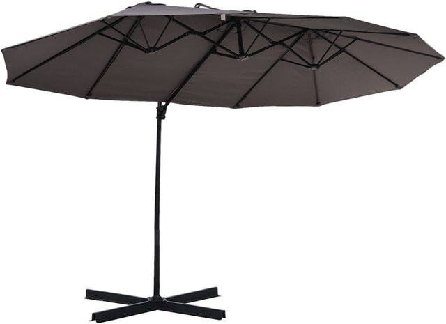 Outsunny Doppelschirm in Dunkelgrau aus Metall und Polyester mit B/H/L: 270 x 250 x 440 cm - Bild 1