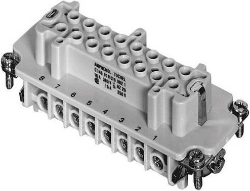 Amphenol Heavy|mate Buchseneinsatz C146 10B016 002 1-1 in Grau mit 16 Polen plus PE - Bild 1