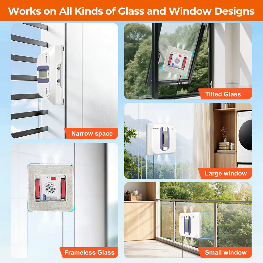 PuRuikai Fensterputzroboter mit vier Düsen und automatischer Sprühfunktion in Grün-Weiß - Bild 3